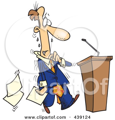 Royalty-Free (RF) Clip Art Illustration of a Cartoon Nervous Politician Approaching A Podium by toonaday