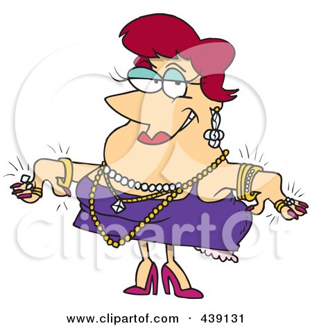 Royalty-Free (RF) Clip Art Illustration of a Cartoon Woman Wearing Jewels by toonaday