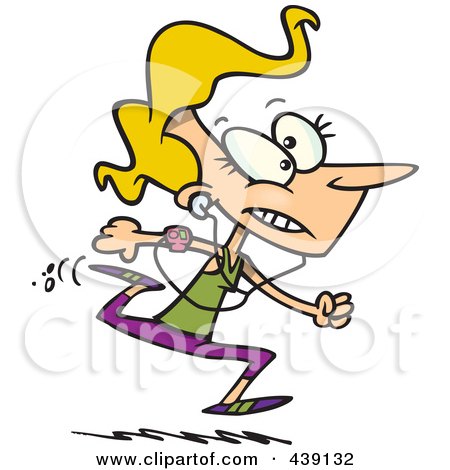 Royalty-Free (RF) Clip Art Illustration of a Cartoon Jogging Woman by toonaday