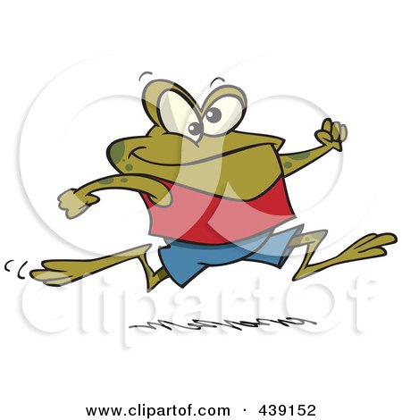 Royalty-Free (RF) Clip Art Illustration of a Cartoon Jogging Frog by toonaday