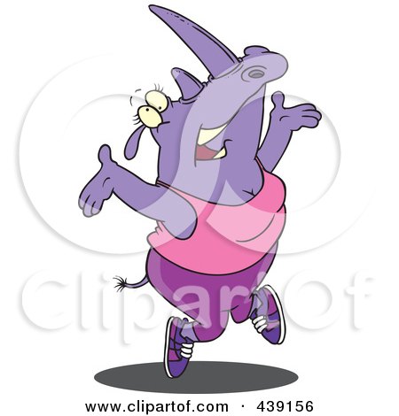 Royalty-Free (RF) Clip Art Illustration of a Cartoon Jazzercise Rhino by toonaday