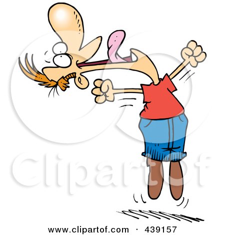 Royalty-Free (RF) Clip Art Illustration of a Cartoon Joyful Man Jumping by toonaday