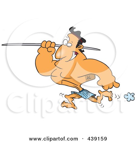 Royalty-Free (RF) Clip Art Illustration of a Cartoon Strong Javelin Man by toonaday