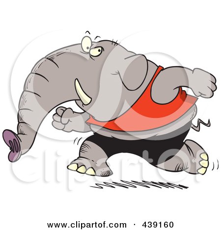 Royalty-Free (RF) Clip Art Illustration of a Cartoon Jogging Elephant by toonaday