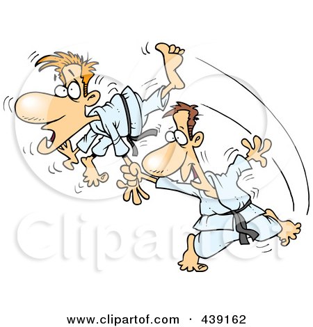 Royalty-Free (RF) Clip Art Illustration of a Cartoon Judo Man Fighting by toonaday