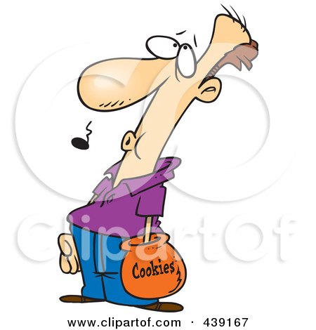 Royalty-Free (RF) Clip Art Illustration of a Cartoon Man Caught With His Hand In A Cookie Jar by toonaday