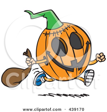 Royalty-Free (RF) Clip Art Illustration of a Cartoon Running Halloween Pumpkin by toonaday
