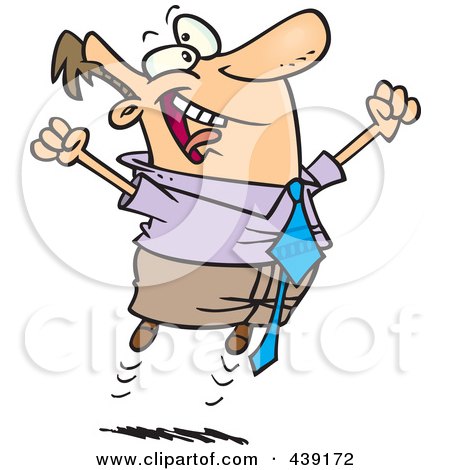 Royalty-Free (RF) Clip Art Illustration of a Cartoon Joyful Businessman Jumping by toonaday
