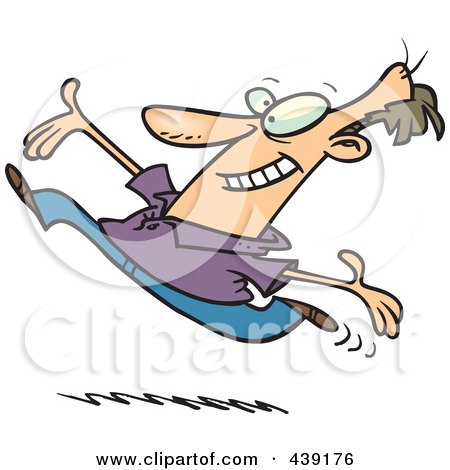Royalty-Free (RF) Clip Art Illustration of a Cartoon Joyful Man Running by toonaday