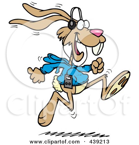 Royalty-Free (RF) Clip Art Illustration of a Cartoon Jogging Rabbit by toonaday