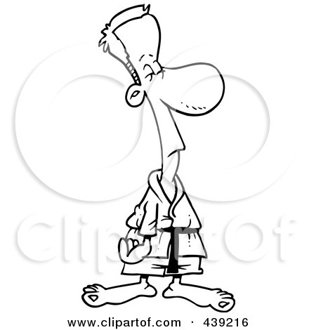 Royalty-Free (RF) Clip Art Illustration of a Cartoon Black And White Outline Design Of A Judo Man by toonaday