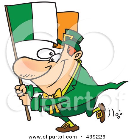 Royalty-Free (RF) Clip Art Illustration of a Cartoon Man Carrying An Irish Flag by toonaday