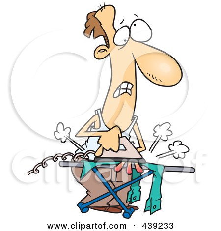 Royalty-Free (RF) Clip Art Illustration of a Cartoon Clueless Man Ironing  Laundry by toonaday #439233