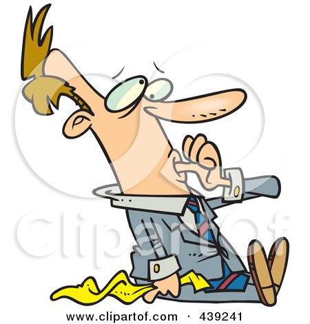 Royalty-Free (RF) Clip Art Illustration of a Cartoon Insecure Businessman Sucking His Thumb by toonaday