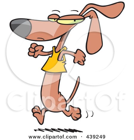 Royalty-Free (RF) Clip Art Illustration of a Cartoon Wiener Dog Jogging In A Shirt by toonaday