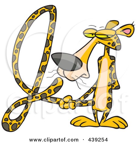 Royalty-Free (RF) Clip Art Illustration of a Cartoon Jaguar With His Tail In The Shape Of A J by toonaday