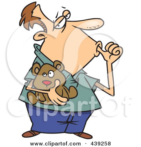 Royalty-Free (RF) Clip Art Illustration of a Cartoon Insecure Man Sucking His Thumb by toonaday