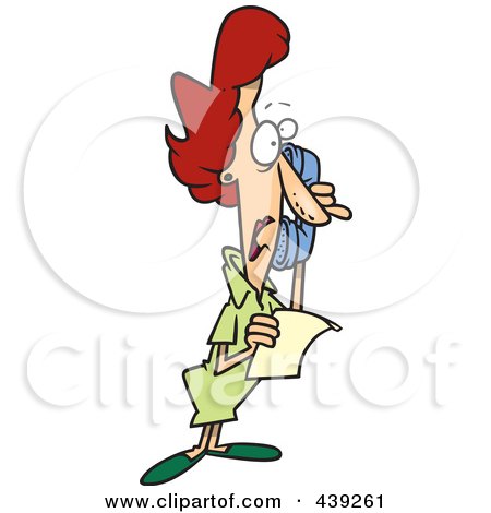 Royalty-Free (RF) Clip Art Illustration of a Cartoon Shocked Woman On The Phone by toonaday