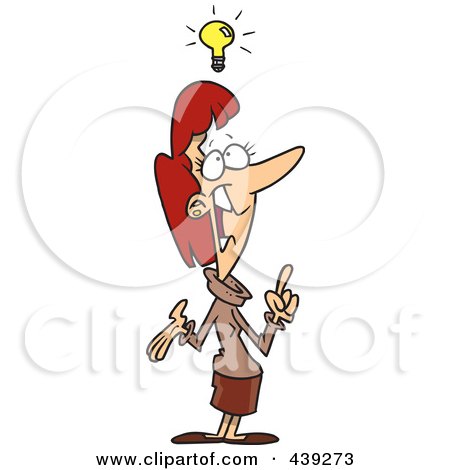 Royalty-Free (RF) Clip Art Illustration of a Cartoon Inspired Woman With An Idea by toonaday