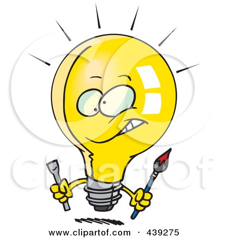 Royalty-Free (RF) Clip Art Illustration of a Cartoon Innovative Light Bulb by toonaday