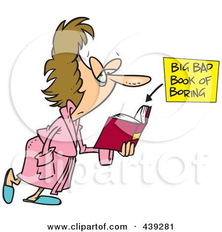 Royalty-Free (RF) Clip Art Illustration of a Cartoon Woman Reading A Boring Book by toonaday