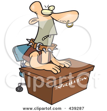 Royalty-Free (RF) Clip Art Illustration of a Cartoon Scary Man At An Information Desk by toonaday