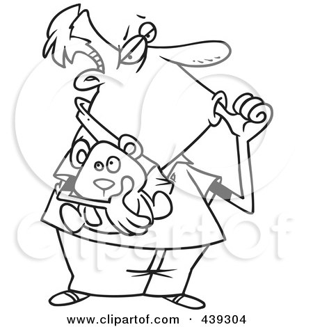 Royalty-Free (RF) Clip Art Illustration of a Cartoon Black And White Outline Design Of An Insecure Man Sucking His Thumb by toonaday