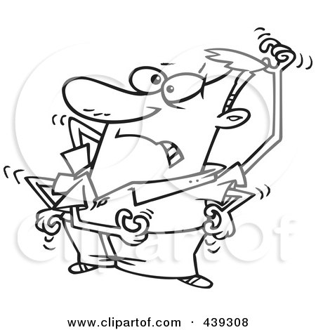 Royalty-Free (RF) Clip Art Illustration of a Cartoon Black And White  Outline Design Of A Man Scratching Itches by toonaday #439308