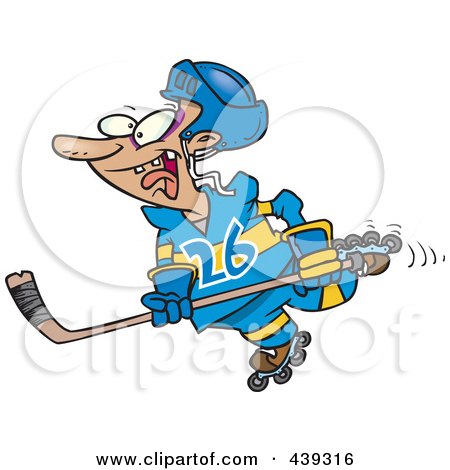 Royalty-Free (RF) Clip Art Illustration of a Cartoon Hockey Player Skating by toonaday