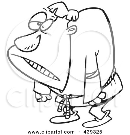 Royalty-Free (RF) Clip Art Illustration of a Cartoon Black And White Outline Design Of A Hunchback by toonaday