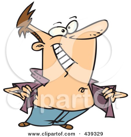 Royalty-Free (RF) Clip Art Illustration of a Cartoon Man Baring His Chest by toonaday