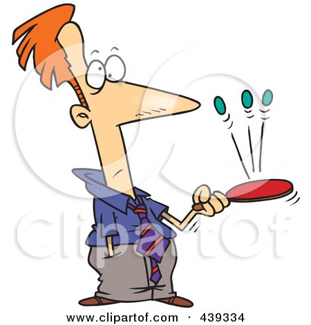 Royalty-Free (RF) Clip Art Illustration of an Idle Businessman Playing With A Paddle by toonaday