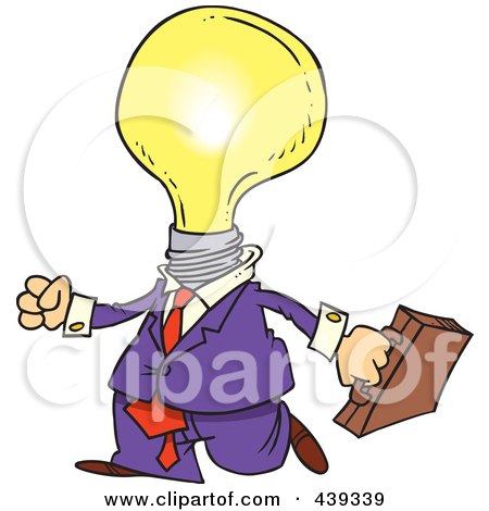 Royalty-Free (RF) Clip Art Illustration of a Cartoon Light Bulb Headed Businessman by toonaday