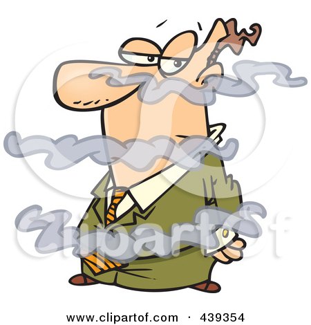 Royalty-Free (RF) Clip Art Illustration of a Cartoon Businessman In A Fog by toonaday