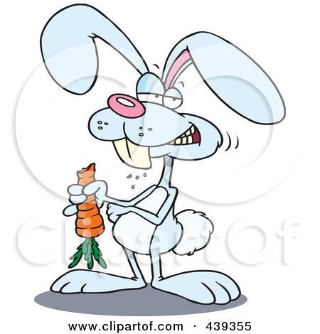 Royalty-Free (RF) Clip Art Illustration of a Cartoon Rabbit Munching On A Carrot by toonaday