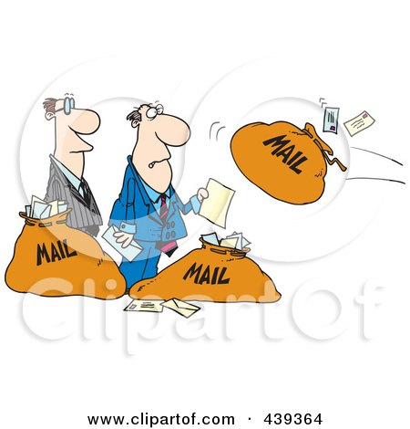 Royalty-Free (RF) Clip Art Illustration of a Cartoon Businessmen And Incoming Mail by toonaday
