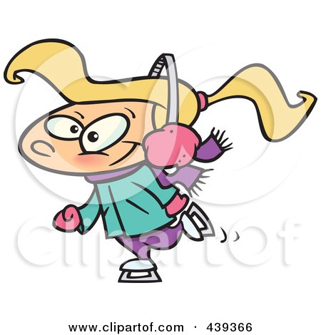 Royalty-Free (RF) Clip Art Illustration of a Cartoon Happy Ice Skating Girl by toonaday