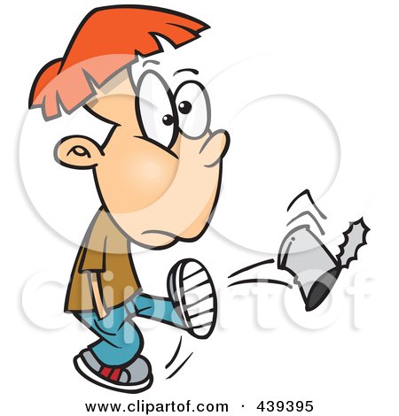Royalty-Free (RF) Clip Art Illustration of a Cartoon Boy Kicking A Can by toonaday