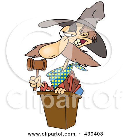 Royalty-Free (RF) Clip Art Illustration of a Cartoon Cowboy Auctioneer by toonaday