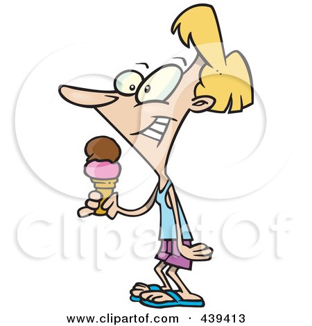 Royalty-Free (RF) Clip Art Illustration of a Cartoon Woman Holding Ice Cream by toonaday