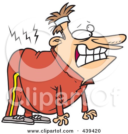 Royalty-Free (RF) Clip Art Illustration of a Cartoon Incapacitated Man With A Hurt Back by toonaday