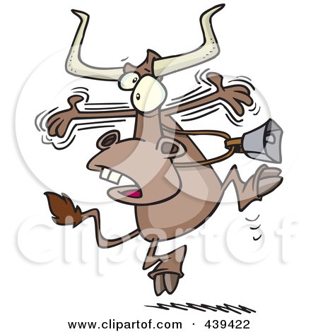 Royalty-Free (RF) Clip Art Illustration of a Cartoon Alarmed Bull by toonaday