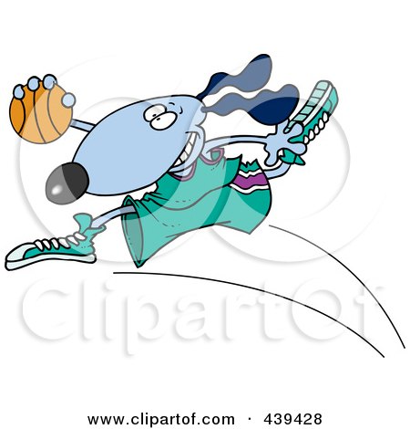 Royalty-Free (RF) Clip Art Illustration of a Cartoon Basketball Dog by toonaday