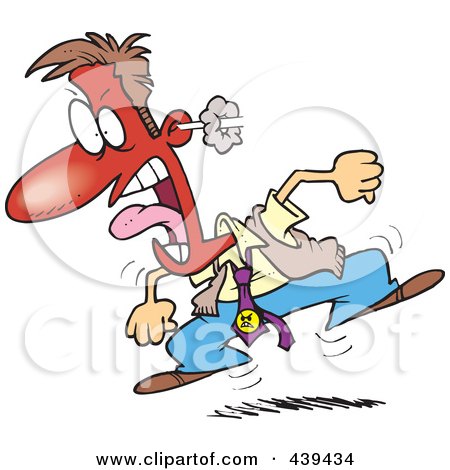 Royalty-Free (RF) Clip Art Illustration of a Cartoon Furious Businessman Stomping And Screaming by toonaday