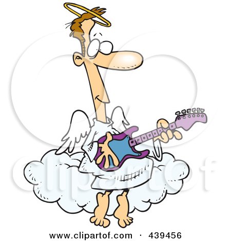 Royalty-Free (RF) Clip Art Illustration of a Cartoon Angel Man Playing A Guitar by toonaday
