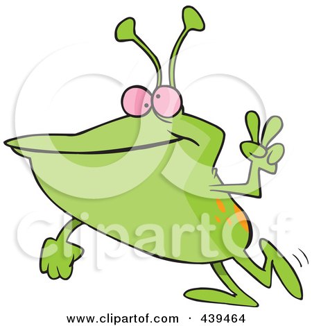 Royalty-Free (RF) Clip Art Illustration of a Cartoon Peaceful Alien by toonaday