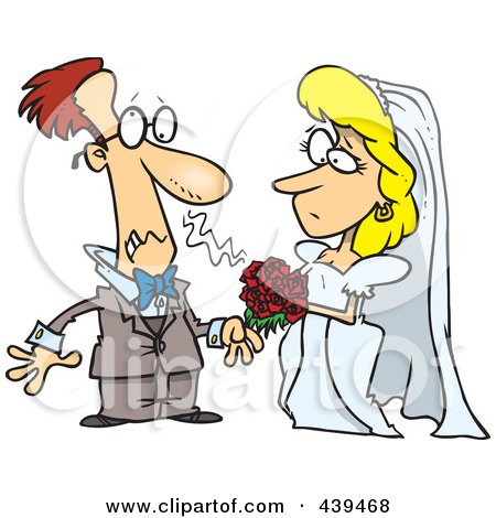 Royalty-Free (RF) Clip Art Illustration of a Cartoon Groom Allergic To His Bride's Bouquet by toonaday