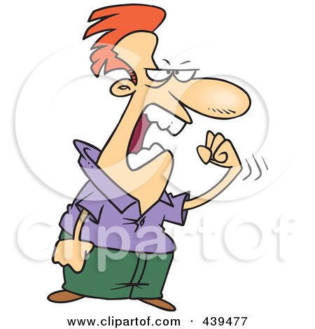 Royalty-Free (RF) Clip Art Illustration of a Cartoon Pissed Man Waving A Fist by toonaday