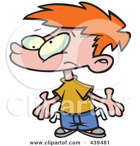 Royalty-Free (RF) Clip Art Illustration of a Cartoon Broke Boy Asking For Allowance by toonaday