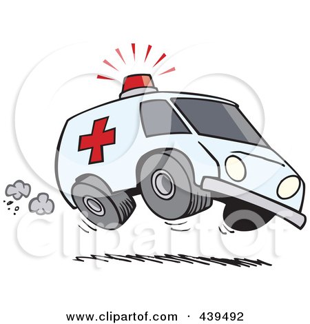 Royalty-Free (RF) Clip Art Illustration of a Cartoon Speeding Ambulance by toonaday